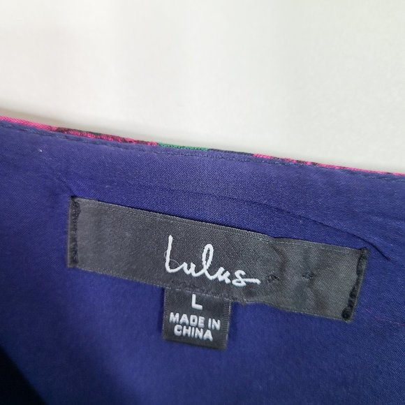 LULUS Absolutely Exquisite Navy Blue Floral Jacquard Mini Dress Size Large - Picture 9 of 10